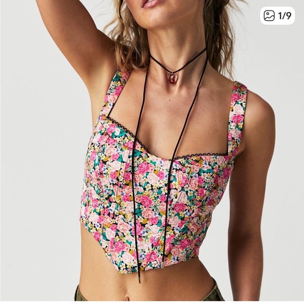 For Love & Lemons Gladiola Crop Top Pink Floral Print Size XS and M NWT